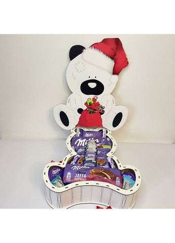 Новогодний подарочный набор Milka в деревянной коробке в форме медвежонка No Brand (371690205)