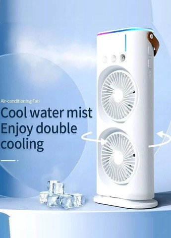 Настільний подвійний акумуляторний вентилятор VN 8420 із зволожуванням та кольоровою LED підсвіткою з пультом VTech (329421911)