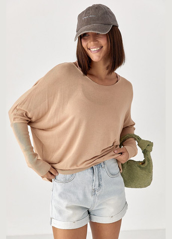 Джемпер вільного крою з необробленою горловиною Lurex (344030183)