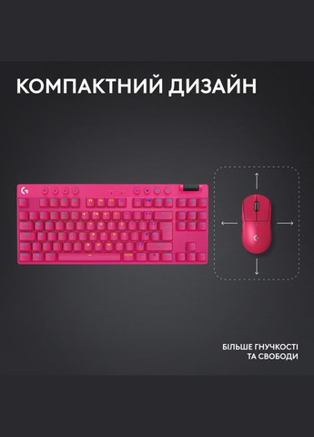 Клавіатура G Pro X TKL Lightspeed Tactile Magenta (920-012159) Logitech (319534547)
