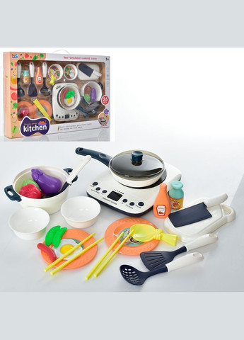 Дитячий ігровий набір посуду 16858 26 предметів плита пар, кухонний набір, продукти, музика, світло Fun Game (327216214)