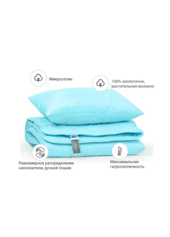 Одеяло Набор Хлопковый №1706 Eco Light BLue Одеяло 172х205 + подуш (m175435) Mirson Набор Хлопковый 1706 Eco Light BLue Одеяло 172х205 (378606741)