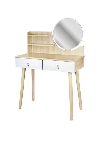 Туалетный столик Scandi с ящиками, кожаные ручки, светлый бук Jumi (361952699)