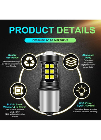 Світлодіодна лампа LED 1157 BAY15S P21W 3030 27SMD жовта No Brand (352777488)