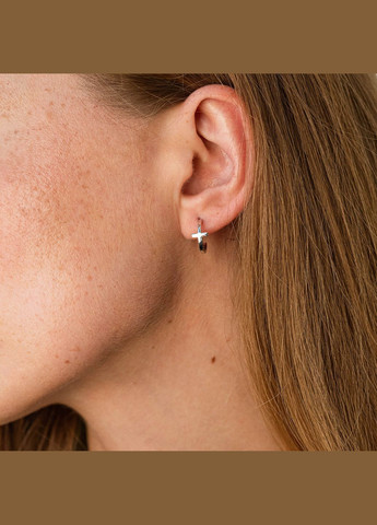 Сережки - пусети Хрестики в білому золоті с07012 Oniks (264025301)