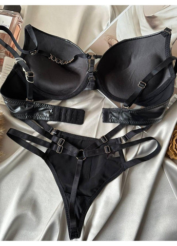 Чорний комплект бюстгальтер push-up + трусики сліпи 8188 чорний Weiyesi