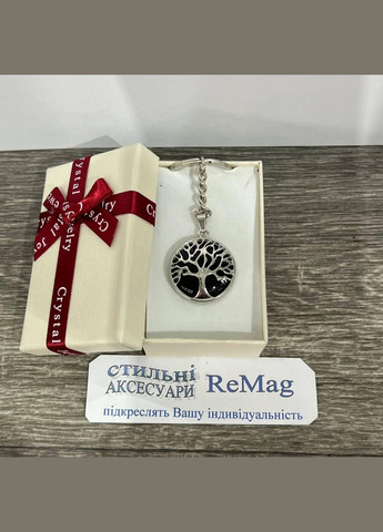 Подвеска с натуральным камнем Черный Агат в оправе "Древо Жизни" - кулон на брелке в подарочной коробочке Овен (326807791)