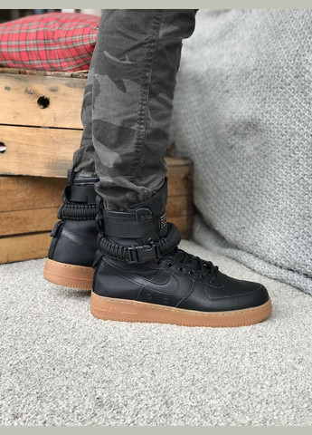 Черные всесезонные кроссовки мужские nike air force 1 sf black | найк аир форс 1 сф черные No Brand