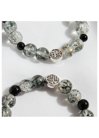 Асимметричный браслет со стеклянными бусинами серый с металлическими листьями альт японский панк унисекс без застежки харадзюку No Brand (369667989)