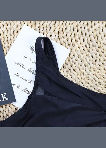 Чорний літній суцільний купальник з сіткою No Brand