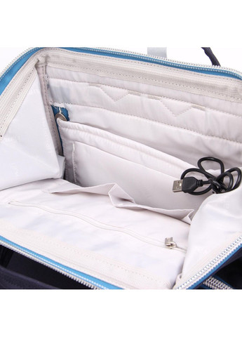 Рюкзак жіночий водостійкий текстиль 17л на 1 відділення розмір 28×40×17 см 1881-45 USB темно-синій Himawari (373036020)