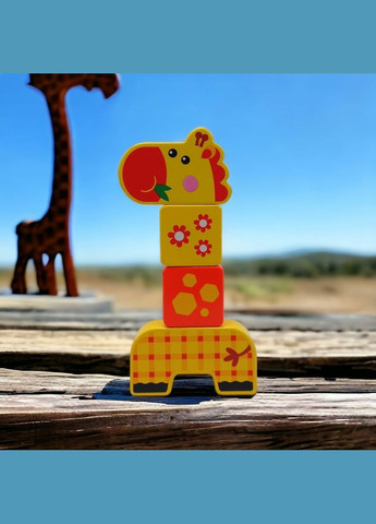 Деревʼяна іграшка-конструктор "Wooden Blocks: Жирафа", 4 елементи MIC (290252441)