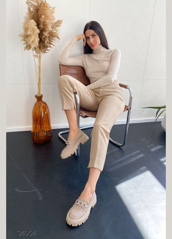 Liton Кожаные лоферы с массивной цепочкой бежевый з натуральная кожа, украина — демисезон (303775638)