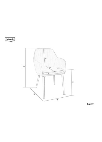 Стул EMILY черный каркас/светло-серый тк. Intarsio (365461278)
