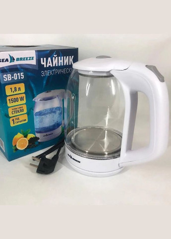 Електрочайник Sea Breeze SB-015 електрочайник білий з підсвіткою Прозорий 1,8 л 1500 Вт No Brand (317191403)