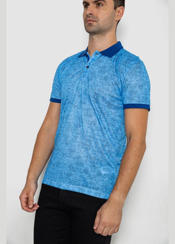 Синяя футболка-поло мужское с принтом для мужчин Ager