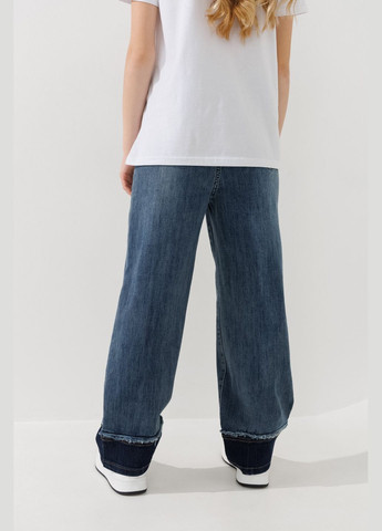 Синие демисезонные джинсы однотонные для девочки d001 152 см синий shop (2000990891396) Moyaberla