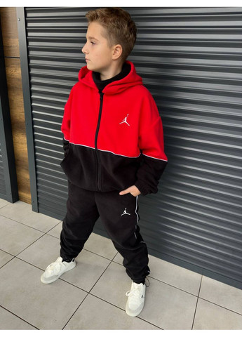 Червоний демісезонний крутезний флісовий підлітковий костюм 🔥зимній двосторонній полірований фліс полар No Brand