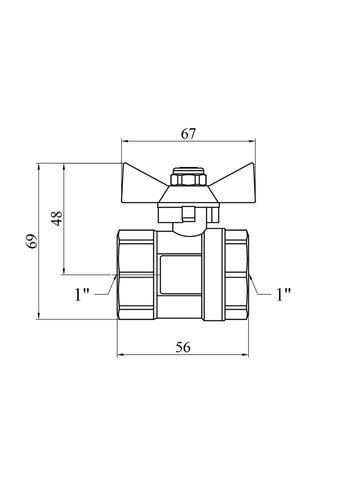 Кран шаровый 1" ВВ PN30 бабочка, латунная STA (317349342)