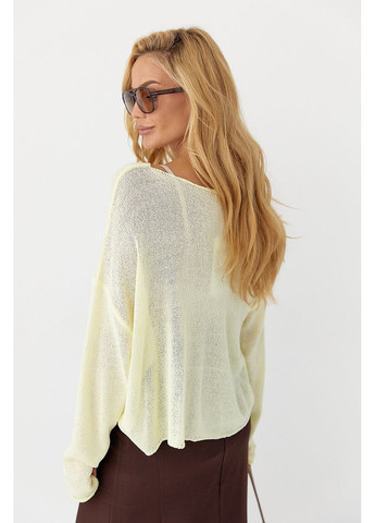 Желтый демисезонный джемпер легкой вязки свободного кроя - лимонный цвет Lurex