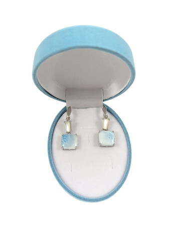 Серебряные серьги с ларимаром и перламутром Е0056G No Brand Сережки (338624536)