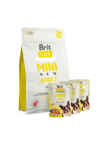 НАБІР Корм сухий Mini GF Adult Lamb д/собак малих порід ягня 2 кг +3 паучи 85 г Brit Care (380392059)