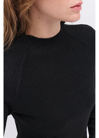 Женский трикотажный лонгслив в черный рубчик с асимметричным низом Arjen (364967537)