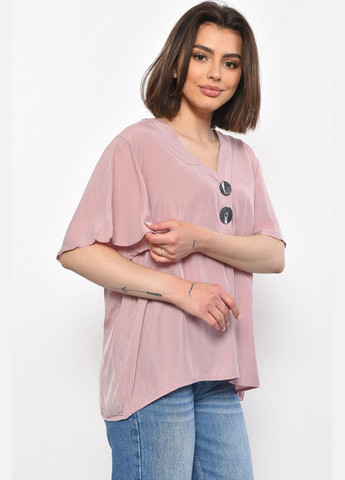 Пудровая блуза женская с коротким рукавом пудрового цвета с баской Let's Shop