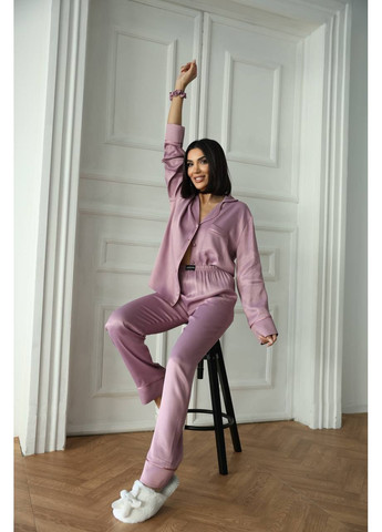 Фіолетова всесезон жіноча піжама | фіолетова преміум сорочка + брюки Vital-Textile 1247