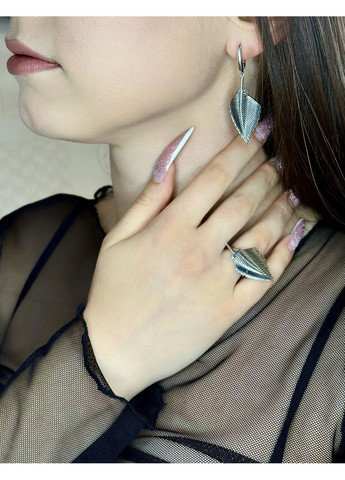 🖤 Срібний комплект прикрас "Перо" чернений — краса, натхненна природою Family Jewelry House (356567794)