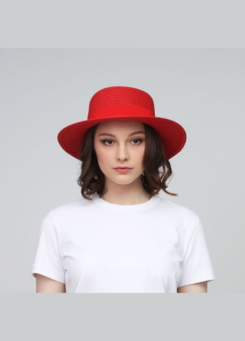 Шляпа канотье женская бумага красная AGNES LuckyLOOK 375-858 (289478413)