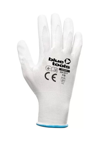 Захисні рукавиці Sensitive Standard (S/, 12 пар) cтрейчеві з поліуретановим покриттям (24289) BLUETOOLS (304289038)