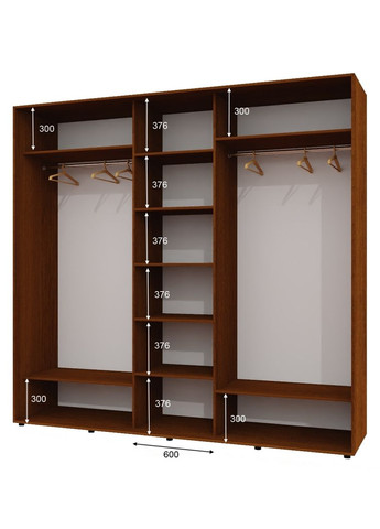 Шафа-купе тридверна 270*60*230 см Горіх лісовий 3 двері ДСП ШК-04 Алекса (360434986)