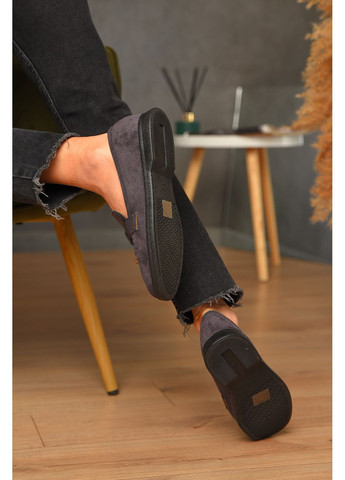 Let's Shop Туфли-лоферы женские темно-серого цвета лоферы темно-серый з искусственная замша, украина — демисезон (362082658)