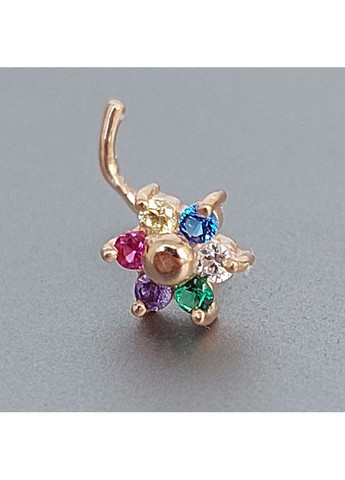 Пирсинг в нос цветок из золота с фианитами. No Brand (355921959)