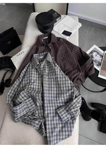 Серая спортивная, повседневный, кэжуал рубашка однотонная No Brand с длинным рукавом