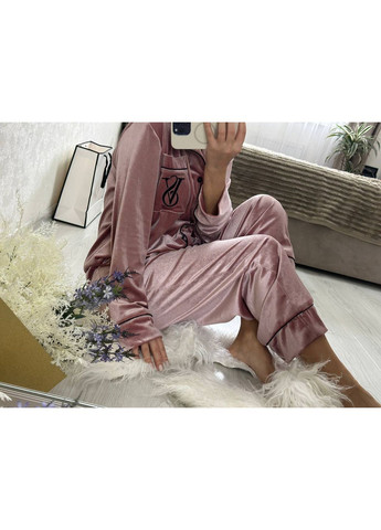 Рожева всесезон жіноча оксамитова піжама сорочка + брюки Avanti
