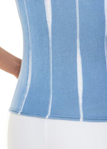 Голубой женский тонкий джемпер с вертикальным цветным узором SVTR