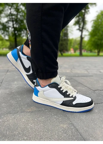 Комбіновані літні кросівки nike travis scott x fragment x jordan 1 low найк аір ретро No Brand