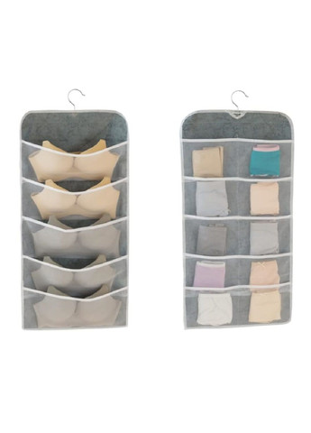 Органайзер вешалка шкаф подвесной двухсторонний для белья на 15 карманов ячеек 76х39 см (476928-Prob) Серый Unbranded (292706503)