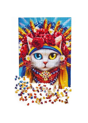 Пазли Біла кішка у вінку, 1000 елементів () De.tail DT1000-06 (328401931)
