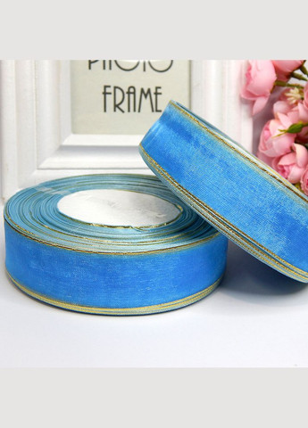 Лента из органзы, с золотым люрексом 2,5 см, голубая No Brand (340486081)