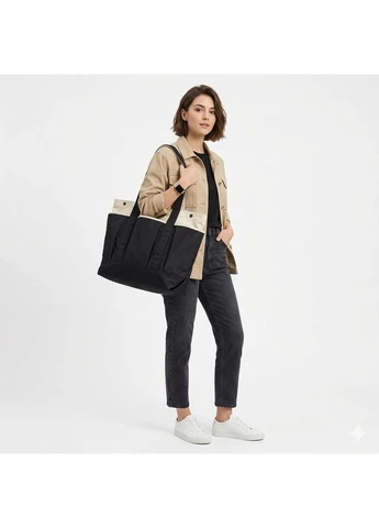 Сумка для покупок из саржи 240 г/м², черно-бежевый, 50×38×14 см Up UltraBag (309006008)
