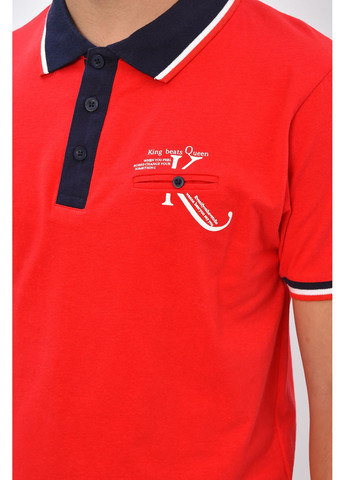 Червона футболка чоловіча поло червоного кольору з принтом Let's Shop