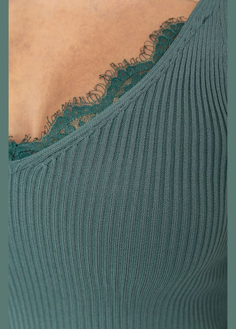 Майка жіноча в рубчик, колір зелений, Ager — 269342826