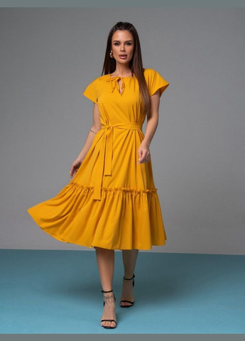 Горчичное платье 13955 горчичное ISSA PLUS однотонное