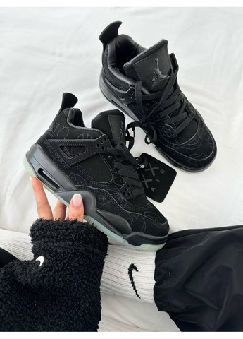 Чорні Осінні кросівки чоловічі nike air jordan 4 x kaws black найк аір джордан No Brand