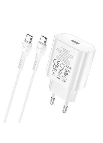 Адаптер мережевий TypeC to Type-C Cable Jetta charger set N22 25W білий Hoco (293345684)