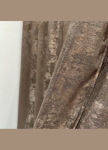 Жаккардовые шторы с мраморным узором 2шт 1.5×2.7 м, тесьма 6 см, среднее затемнение, коричневого цвета. No Brand (331619151)