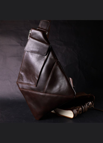 Сумка чоловіча через плече шкіряна слінг 11669 Коричнева Grande Pelle (302008123)